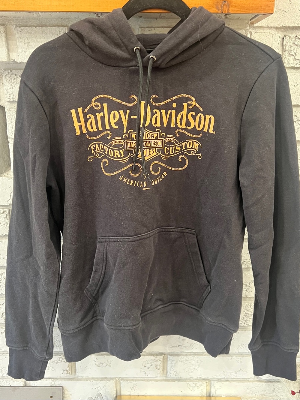 Harley-Davidson Black Pullover Hoodie with Gold Script Logo